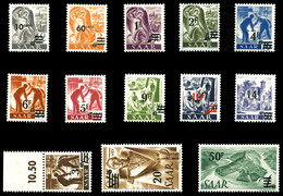 * N°216A/28A, Série De 1947 Papier Jaunâtre Dont N°220A**, Les 13 Valeurs TTB (signé Calves/certificat)  Qualité: *  Cot - Unused Stamps