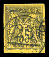 O N°1, 25c Sur 35c Violetnoir Sur Jaune. TB (signé/certificat)  Qualité: O  Cote: 540 Euros - Used Stamps