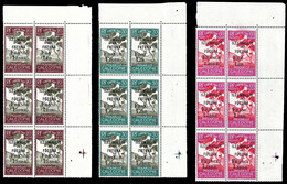 ** N°29b, 30c Et 33b: 3 Exemplaires Surcharges 'France Libre' Incomplètes (3 Différentes) Tenant à Normaux En Blocs De 6 - Unused Stamps