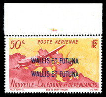 ** N°12a, 50f Rose Et Jaune: Double Surcharge 'WALLIS ET FUTUNA', Bdf, Tirage 25 Exemplaires. SUP. R.R. (signé Brun/Sche - Ongebruikt