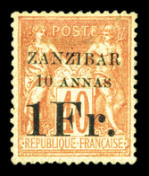 * N°16, 10 A Et 1f Sur 40c Rougeorange. TB (signé Brun)  Qualité: *  Cote: 530 Euros - Unused Stamps