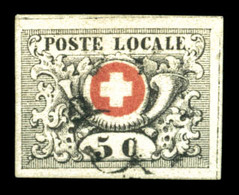 O N°6, 5c Noir Sur Rouge, VAUD. SUPERBE. R. (certificat)  Qualité: O  Cote: 1800 Euros - 1843-1852 Federale & Kantonnale Postzegels