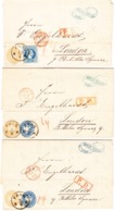 1867 Briefkorrespondenz Von Drei Briefen Aus Prag Nach London; Alle Mit 25 Kreuzern Frankiert; 1xMischfrankatur - ...-1918 Vorphilatelie