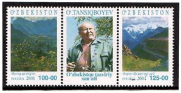 Uzbekistan 2001.Painter U.Transykbaev(Mountains). Strip Of 2v: 100, 125 +labl   Michel # 432-33 - Usbekistan