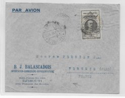 COTE DES SOMALIS - 1941 - ENVELOPPE Par AVION PENDANT LE BLOC De DJIBOUTI Avec CENSURE => VERGEZE - Cartas & Documentos