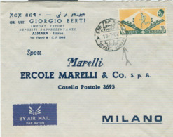 Etiopia - Ethiopia - Posta Aerea,1962,TIMBRO POSTE ASMARA - ERITREA,PER MILANO (ERCOLE MARELLI),NOTA STORICA - Erythrée