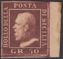 Sicilia, 50 Grana Lacca Bruno N.14 MLH * Ampio Bdf Firmato AD Eccezionale - Sicile