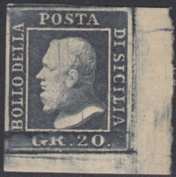 Sicilia, 20 Grana Grigio Ardesia N.13 MLH * Ampio Adf Pos.100 Firmato AD Cv 1800 - Sicilia