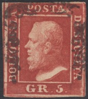 Sicilia, 5 Grana I Tav. Rosso Sangue N.9c Firmato AD Esteso Cv 2000 - Sizilien