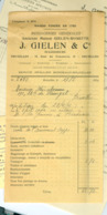 3 Documents (carte Récépissé Timbrée, état De Compte Et Facture) Messageries J. Gielen Bruxelles 1921 Fût De Vin Vide - Transporte