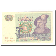 Billet, Suède, 5 Kronor, 1981, 1981, KM:51d, TTB - Schweden