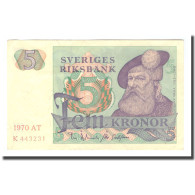 Billet, Suède, 5 Kronor, 1970, 1970, KM:51d, TTB - Svezia