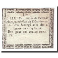 France, 1 Sol, Undated (1791-92), PEZENAS, TTB - Assignats