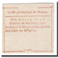 France, 5 Sols, 1791, 1791, NANTES, SUP - Assignats