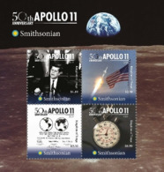 Tonga 2019, 50th Apollo 11, Kennedy, Flag, Clock, 4val In BF - Oceania