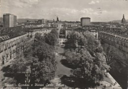 CARTOLINA: TORINO - GIARDINI E PIAZZA CARLO FELICE (MOVIMENTATA) - F/G - B/N - VIAGGIATA - LEGGI - Parcs & Jardins