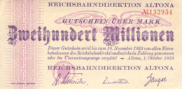 200 Mio Deutsche Reichsbahn  Altona UNC (I) - 100 Mio. Mark