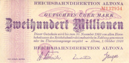 200 Mio Deutsche Reichsbahn  Altona UNC (I) - 100 Millionen Mark