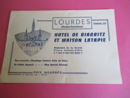 Hôtellerie/ Hotel De Biarritz Et Maison Latapie/Bd De La Grotte/ LOURDES /Htes Pyrénées/France-Pub/Vers1950       BUV447 - H