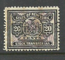 USA State Of New York Stock Transfer Tax 20 Cents, Used - Fiscali