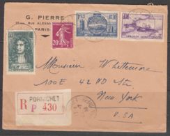 France 1938 Nice Registered Cover (lettre) Pornichet To USA (New York) - Lettres & Documents