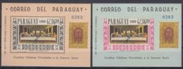 Paraguay 1967 Leonardo Da Vinci Paintings Mi#Block 97 And 98 Perforated And Imperforated, Mint Never Hinged, MUESTRA - Paraguay