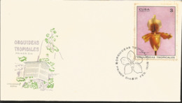 V) 1972 CARIBBEAN, TROPICAL ORCHIDS, CYPRIPEDIUM EXUL, WITH SLOGAN CANCELATION IN BLACK, FDC - Lettres & Documents