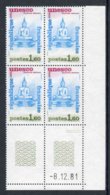 Bloc De 4 Timbres** De 1981  "1,60 - U.N.E.S.C.O - Sukhotaï - Thaïlande"  Avec Date  8.12.81 (2 Traits) - Dienstzegels