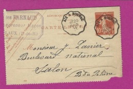 FRANCE Lettre TYPE ENTIERS SEMEUSE Obl AIX A ROGNAC 1911 - 1877-1920: Semi-Moderne