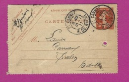 FRANCE Lettre TYPE ENTIERS SEMEUSE Obl SAINT CANNAT 1911 - 1877-1920: Semi Modern Period