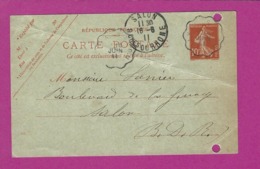 FRANCE Lettre TYPE ENTIERS SEMEUSE Obl AIX A SALON 1911 - 1877-1920: Semi Modern Period