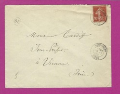 FRANCE Lettre TYPE SEMEUSE Obl ROUSSILLON ISERE - 1921-1960: Modern Tijdperk