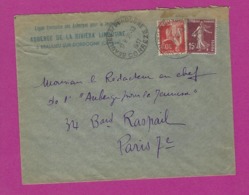 FRANCE Lettre TYPE SEMEUSE PAIX Obl BEAULIEU S DORDOGNE 1937 - 1921-1960: Période Moderne