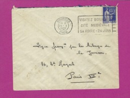 FRANCE Lettre TYPE PAIX Obl BOURGES VISITEZ BOURGES CITE MEDIEVALE SA FOIRE 1937 - 1921-1960: Modern Period