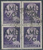 1945-47 TRIESTE AMG VG USATO IMPERIALE 1 LIRA QUARTINA - RB1-8 - Afgestempeld