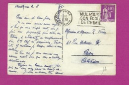 FRANCE Lettre TYPE PAIX Obl MULHOUSE SON ECOLE DE CHIMIE - 1921-1960: Période Moderne