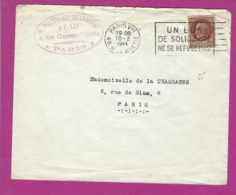 FRANCE Lettre TYPE PETAIN Obl PARIS  UN BON DE SOLIDARITE NE SE REFUSE PAS - 1921-1960: Période Moderne