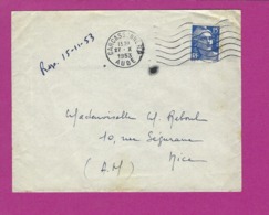 FRANCE Lettre TYPE MARIANNE DE GANDON Obl CARCASSONNE - 1921-1960: Modern Tijdperk