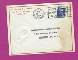 FRANCE Lettre TYPE MARIANNE DE GANDON Obl PARIS XIII     PROTOTYPE SECAP - 1921-1960: Modern Tijdperk