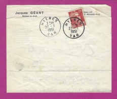 FRANCE Lettre TYPE MARIANNE DE GANDON Obl HYERES VAR - 1921-1960: Période Moderne