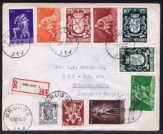 LETTRE RECOMMANDEE DE BRUGES > CONGO ELISABETHVILLE 1946 - OBP 673 - 681 - 701 / 704 -716 - 719 / 720 - Covers & Documents