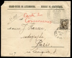 LUXEMBOURG - SERVICE N° 92 / LETTRE DU 30/6/1903 POUR PARIS - TB - Dienst