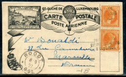 LUXEMBOURG - N° 166 (2) / CP OBL. " PAR AVION / EXP. PHI. LUXEMBOURG LE 8/9/1927 " POUR MARSEILLE VIA ROODT - TB - Lettres & Documents