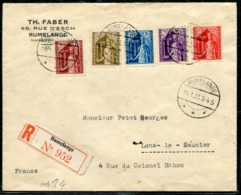 LUXEMBOURG - N° 239 A 243 / LR DE RUMELANGE LE 11/1/1933 POUR LA FRANCE - SUP - Lettres & Documents