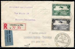 LUXEMBOURG - PA N° 1 & 6 / LR AVION DE LUXEMBOURG LE 22 & 23/7/1934 ( MULLER N° 52 ) - POUR MONACO - TB - Briefe U. Dokumente