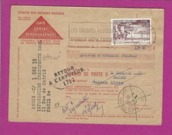 FRANCE Carte De Contre Remboursement Refusée Avec Retour Envoyeur 1717 GREOUX LES BAINS  BASSES ALPES - 1921-1960: Modern Tijdperk