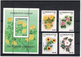 Uzbekistan 2006.Roses. 4v +S/S; 45,90,250,350,+600  Michel # 693-96 + BL 44 - Oezbekistan