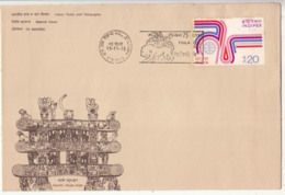 INDIPEX 1973 Exhibition Cover, Lion, Palm Tree, Cancelllation, Philately - Raubkatzen