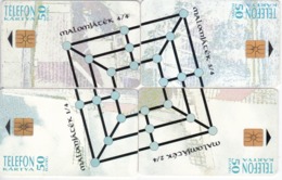 Hungary, P-1994-18 - P-1995-02, 4 Card Puzzle, Mills, 2 Scans. - Rompecabezas