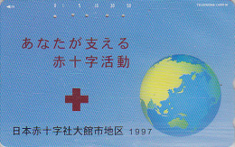 Télécarte Japon / 110-191 - CROIX ROUGE / Globe Terrestre - RED CROSS Globus Map Japan Phonecard - ROTES KREUZ MD CR 302 - Espacio